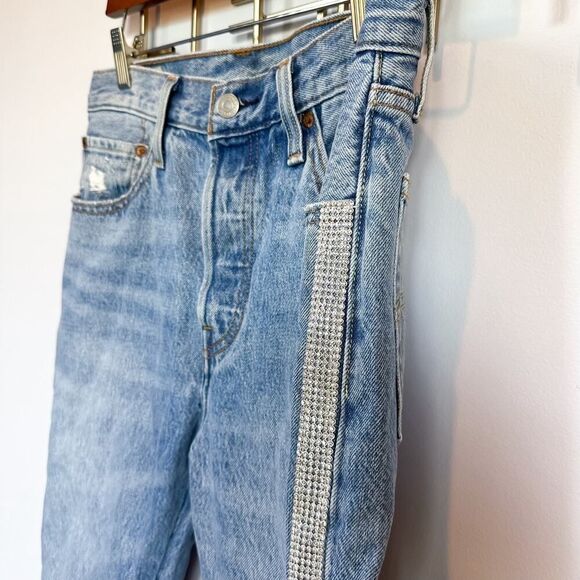 Levi’s Premium 501 High Rize Straight Leg Cropped Diamond In The Rough Size 27 - Picture 4 of 14